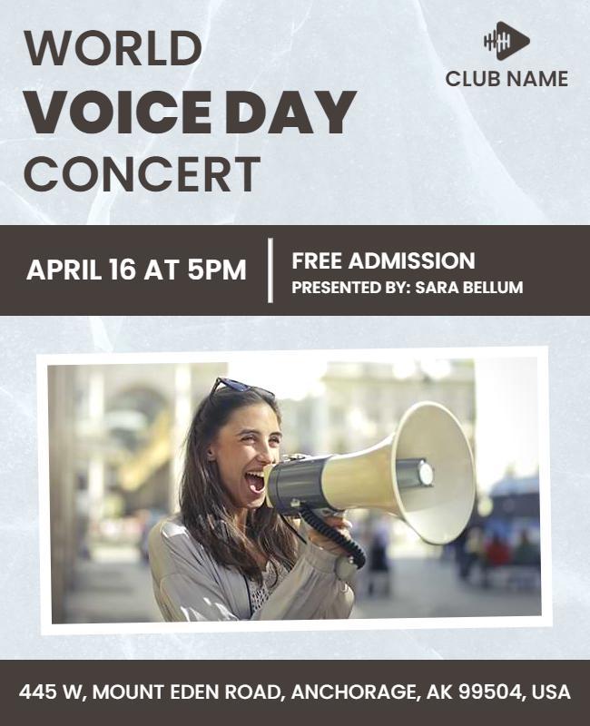 Dynamic Gray World Voice Day Concert Poster Template