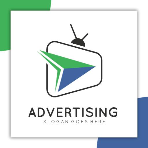 Dynamic Green and Blue Advertising Concept with TV Logo Template