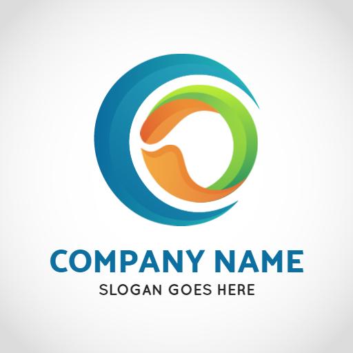 Dynamic Green and Blue Circular Design in Gradient Logo Template