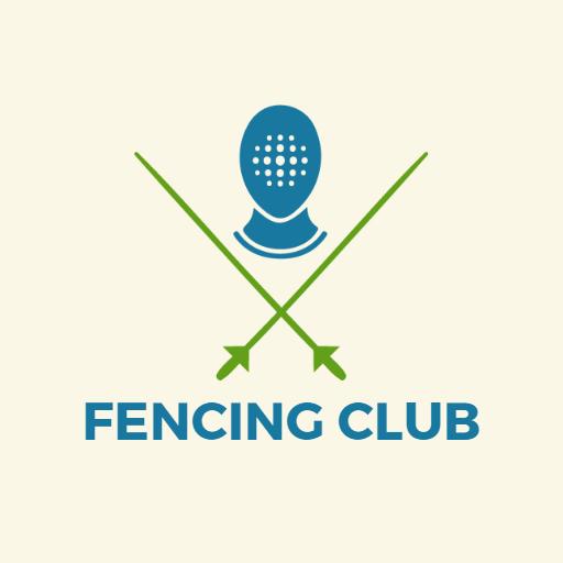 Dynamic Green and Blue Fencing Club Promoting Sportsmanship Logo Template