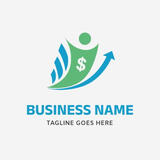Dynamic Green and Blue Finance Growth Indicator Logo Template