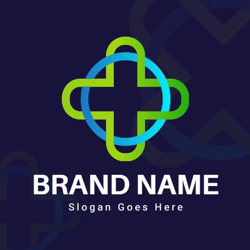 Dynamic Green and Blue Health Cross Symbol for Healthcare Logo Template
