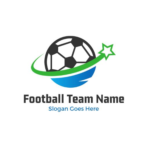 Dynamic Green and Blue Logo Showcasing Football Team Spirit Logo Template