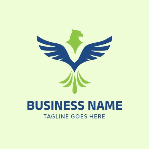 Dynamic Green and Blue Phoenix Symbolizing Resilience Logo Template