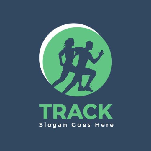 Dynamic Green and Blue Running Track Logo Template