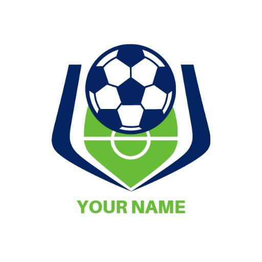 Dynamic Green and Blue Soccer Emblem with Game Elements Logo Template
