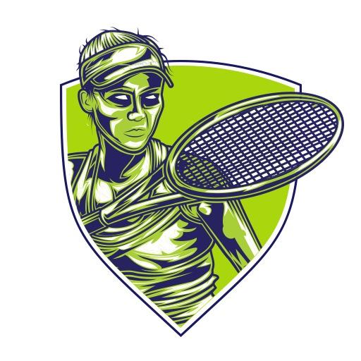 Dynamic Green and Blue Tennis Player Sports Logo Template