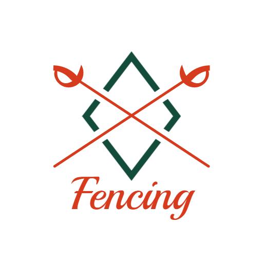 Dynamic Green and Orange Design Showcasing Fencing Sport Logo Template