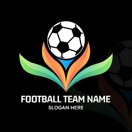 Dynamic Green and Orange Football Team Logo with Ball Design Logo Template