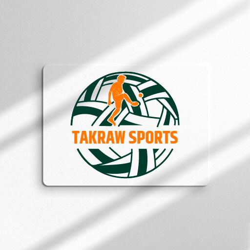 Dynamic Green and Orange Sepak Takraw Sports Logo Template