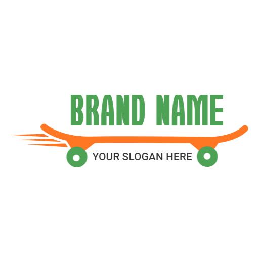 Dynamic Green and Orange Skateboard Design for Skating Logo Template
