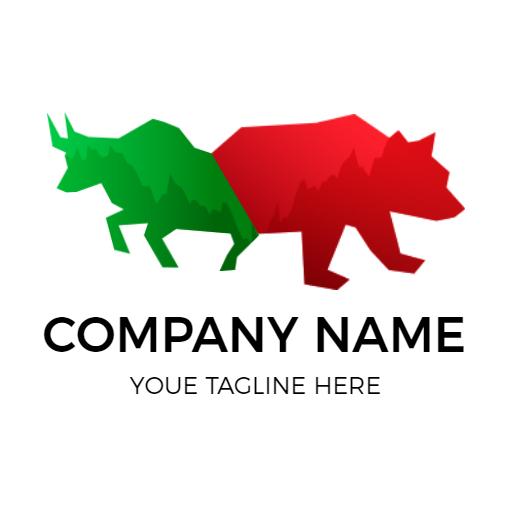Dynamic Green and Red Bull and Bear Design for Trader Logo Template