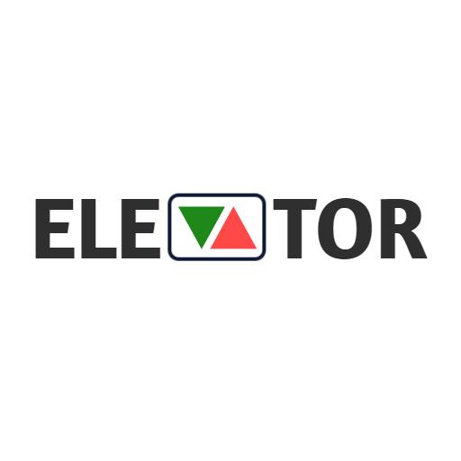 Dynamic Green and Red Icons Representing Elevator Safety Logo Template