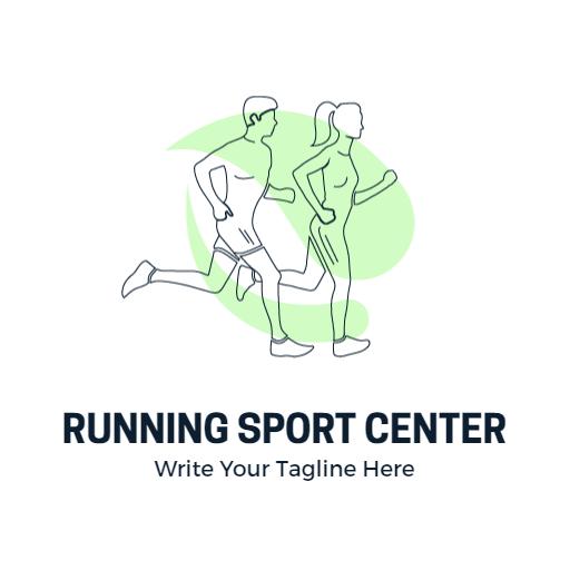 Dynamic Green and White Running Enthusiasts Sports Center Logo Template