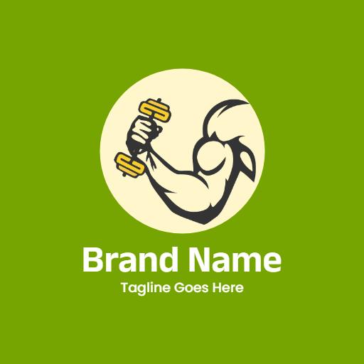 Dynamic Green and Yellow Fitness Strength Training Logo Template