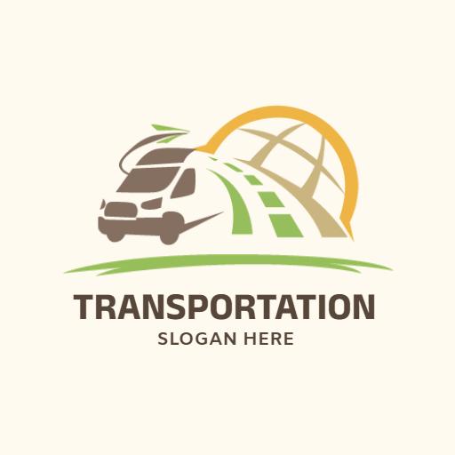 Dynamic Green and Yellow Van Representing Transportation Logo Template