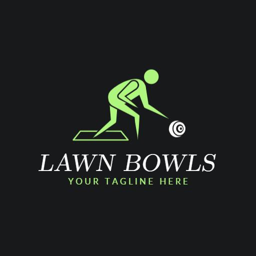 Dynamic Green Athlete Engaging in Competitive Lawn Bowls Logo Template