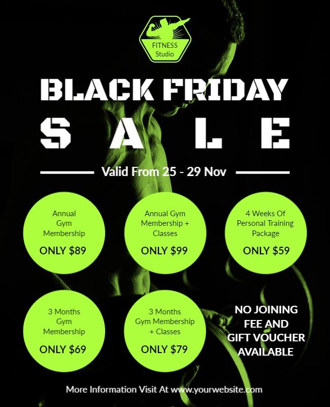Dynamic Green Black Friday Fitness Sale Poster Template