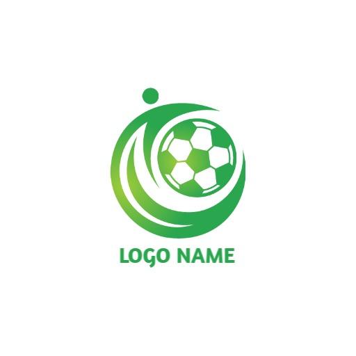 Dynamic Green Circle with Soccer Ball Emphasizing Football Logo Template