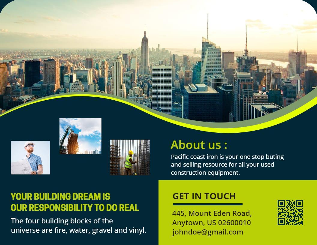Dynamic Green Construction Equipment Sales and Services Brochure Template