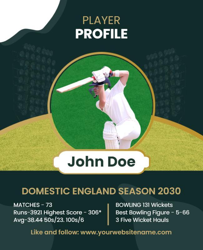 Dynamic Green Cricket Player Profile Season Poster Template