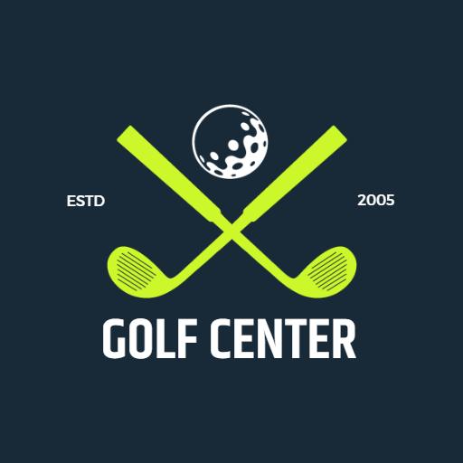 Dynamic Green Crossed Golf Clubs Representing Golf Center Logo Template