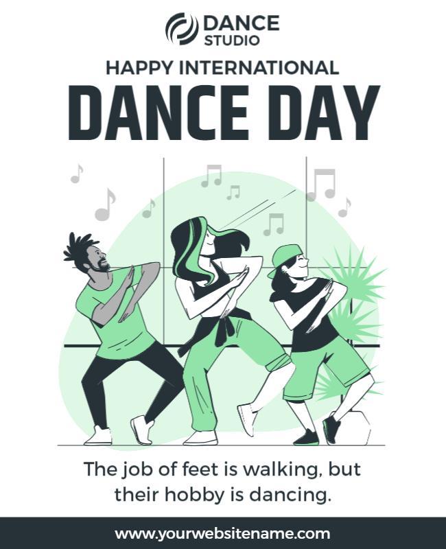 Dynamic Green Dance Celebration for International Dance Day Poster Template