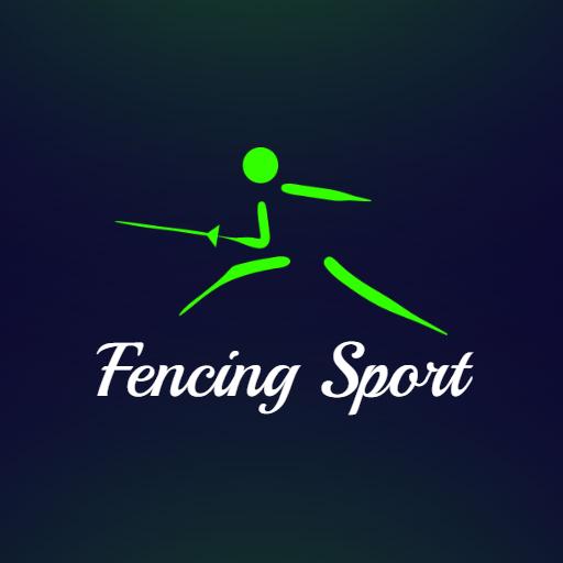 Dynamic Green Fencer in Action Showcasing Fencing Sport Logo Template