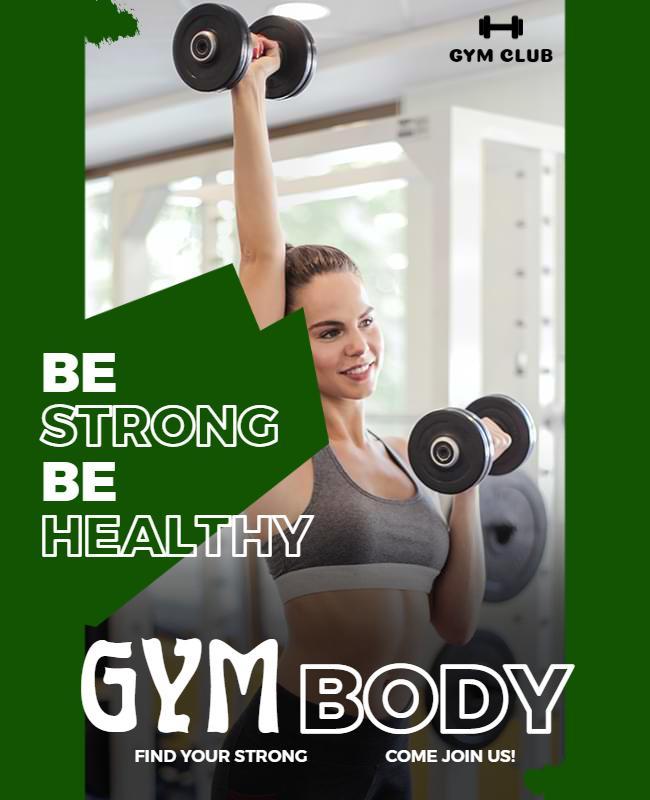 Dynamic Green Fitness Motivation Gym Training Poster Template