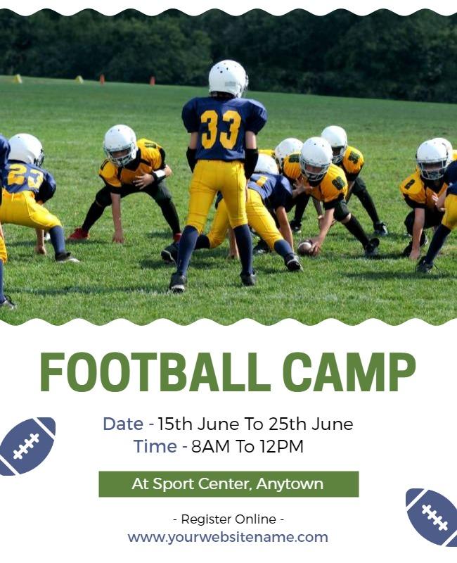 Dynamic Green Football Camp Training Program Poster Template
