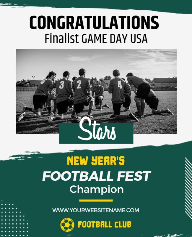 Dynamic Green Football Championship Celebration Poster Template