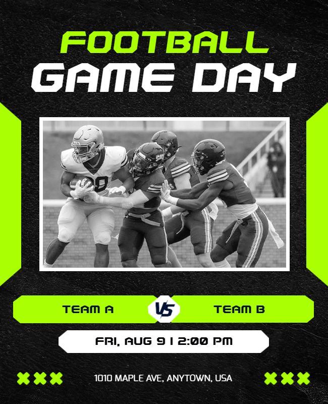 Dynamic Green Football Game Day Matchup Poster Template