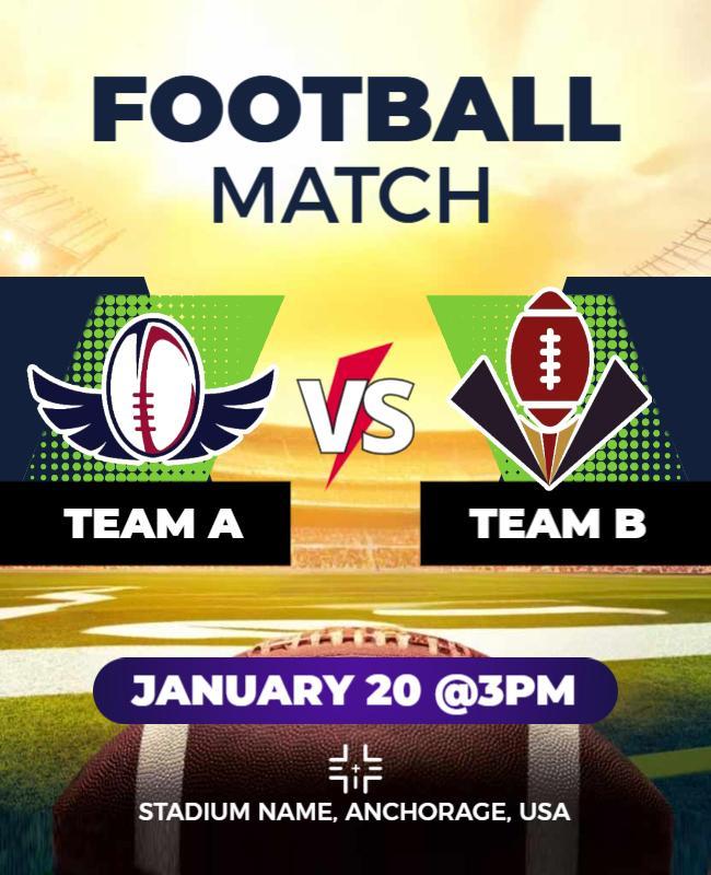 Dynamic Green Football Match Team A vs Team B Poster Template