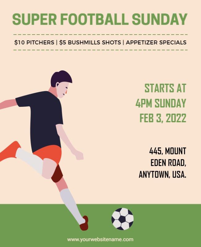 Dynamic Green Football Sunday Event Celebration Poster Template