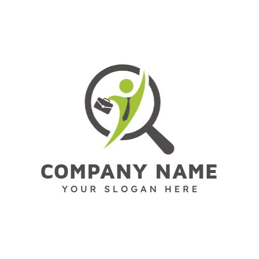 Dynamic Green Job Search Concept with Magnifying Glass Logo Template