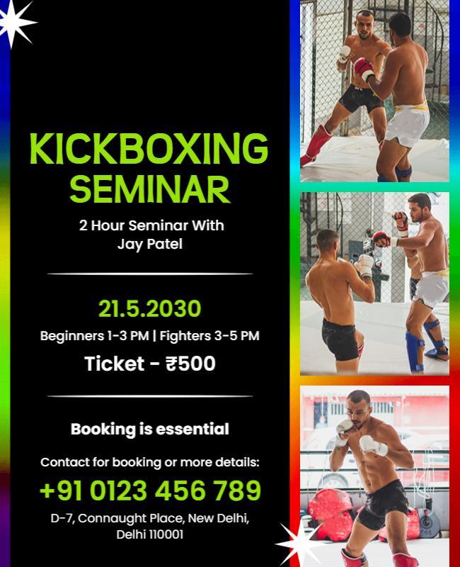 Dynamic Green Kickboxing Seminar with Jay Patel Poster Template