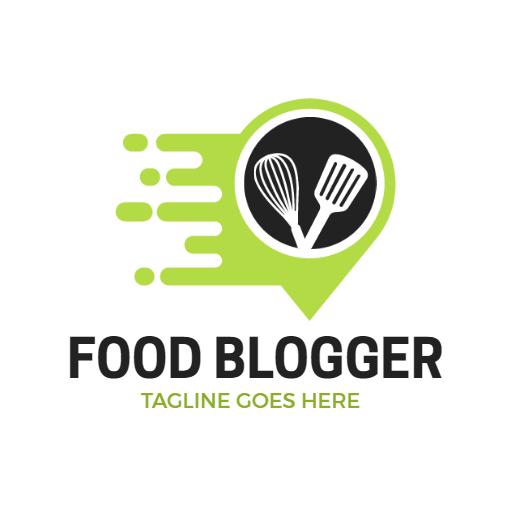 Dynamic Green Kitchen Utensils for Food Blogger Logo Template