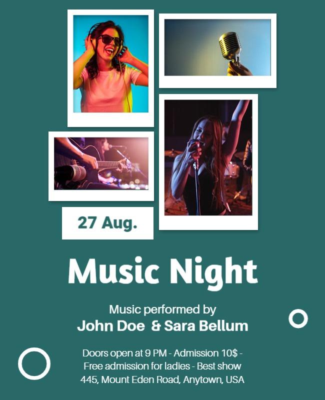 Dynamic Green Music Night Live Performance Poster Template