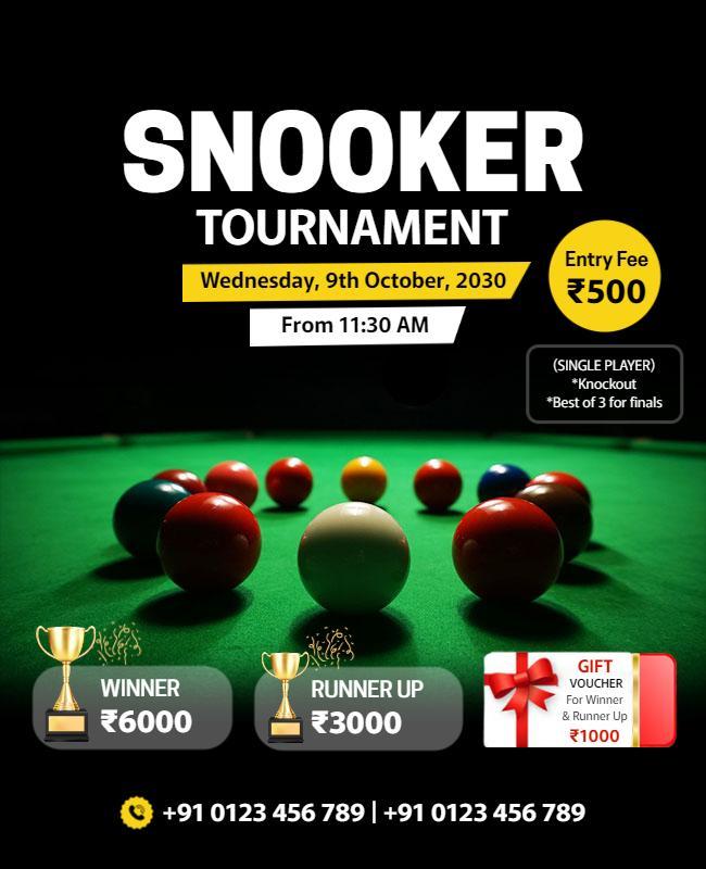 Dynamic Green Snooker Tournament Announcement Poster Template