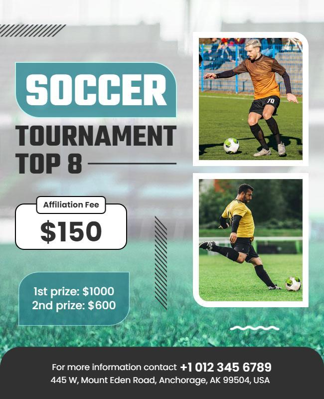Dynamic Green Soccer Tournament Top 8 Competition Poster Template