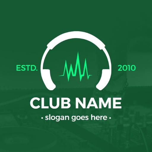 Dynamic Green Soundwave Design Promoting Nightclub Vibe Logo Template