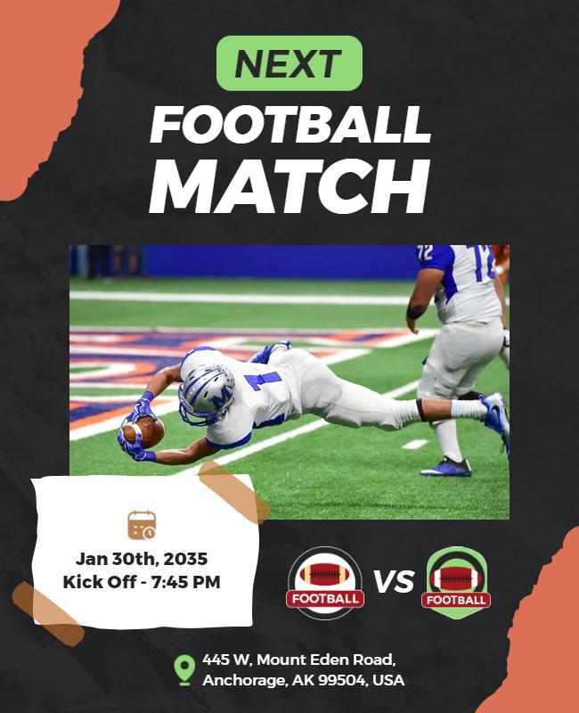 Dynamic Green Sports Football Match Announcement Poster Template