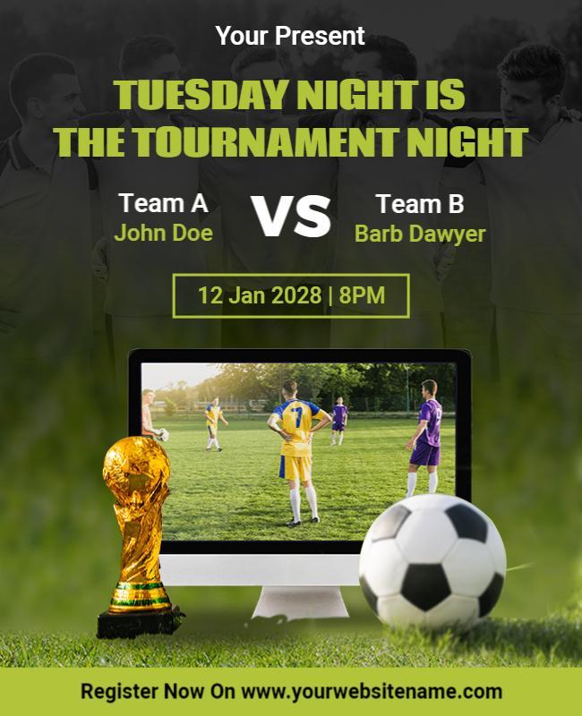 Dynamic Green Sports Tournament Night Poster Template