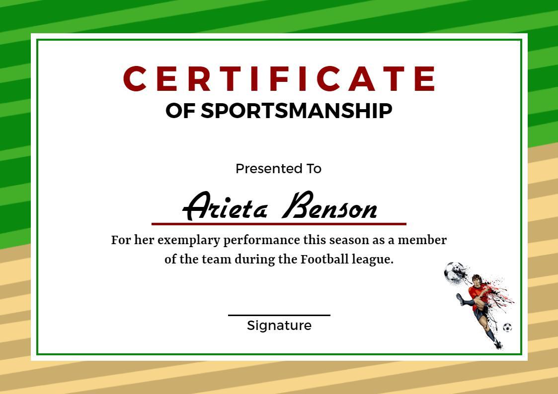 Dynamic Green Sportsmanship Achievement Certificate Template