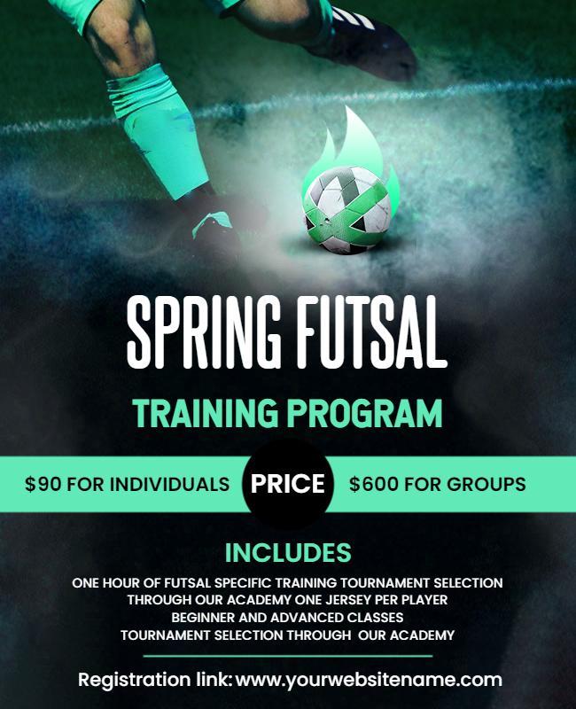 Dynamic Green Spring Futsal Training Program Poster Template