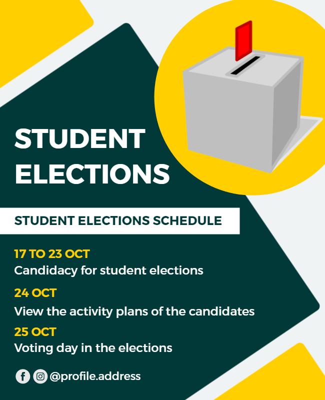 Dynamic Green Student Elections Information Schedule Poster Template