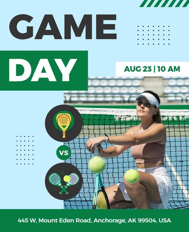 Dynamic Green Tennis Game Day Event Poster Template
