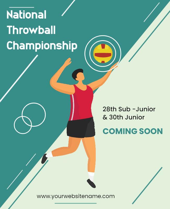 Dynamic Green Throwball Championship Coming Soon Poster Template