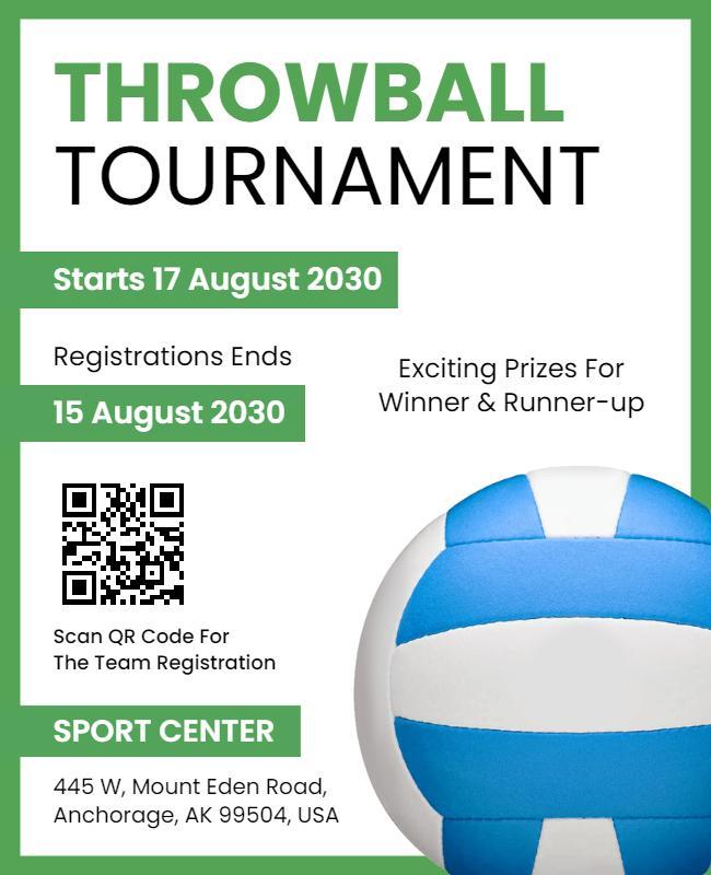 Dynamic Green Throwball Tournament Announcement Poster Template