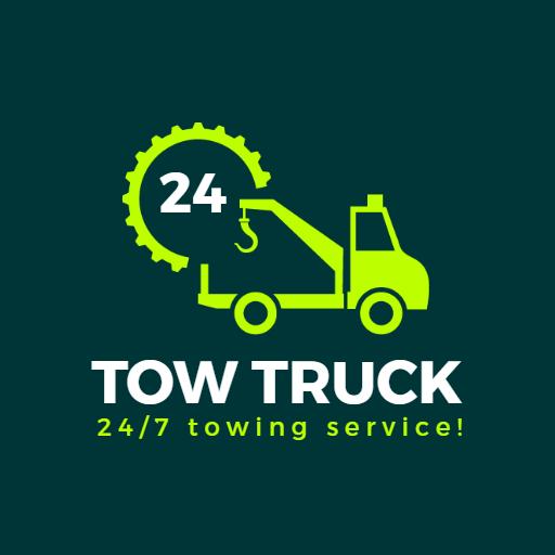 Dynamic Green Tow Truck Design for Reliable Towing Logo Template